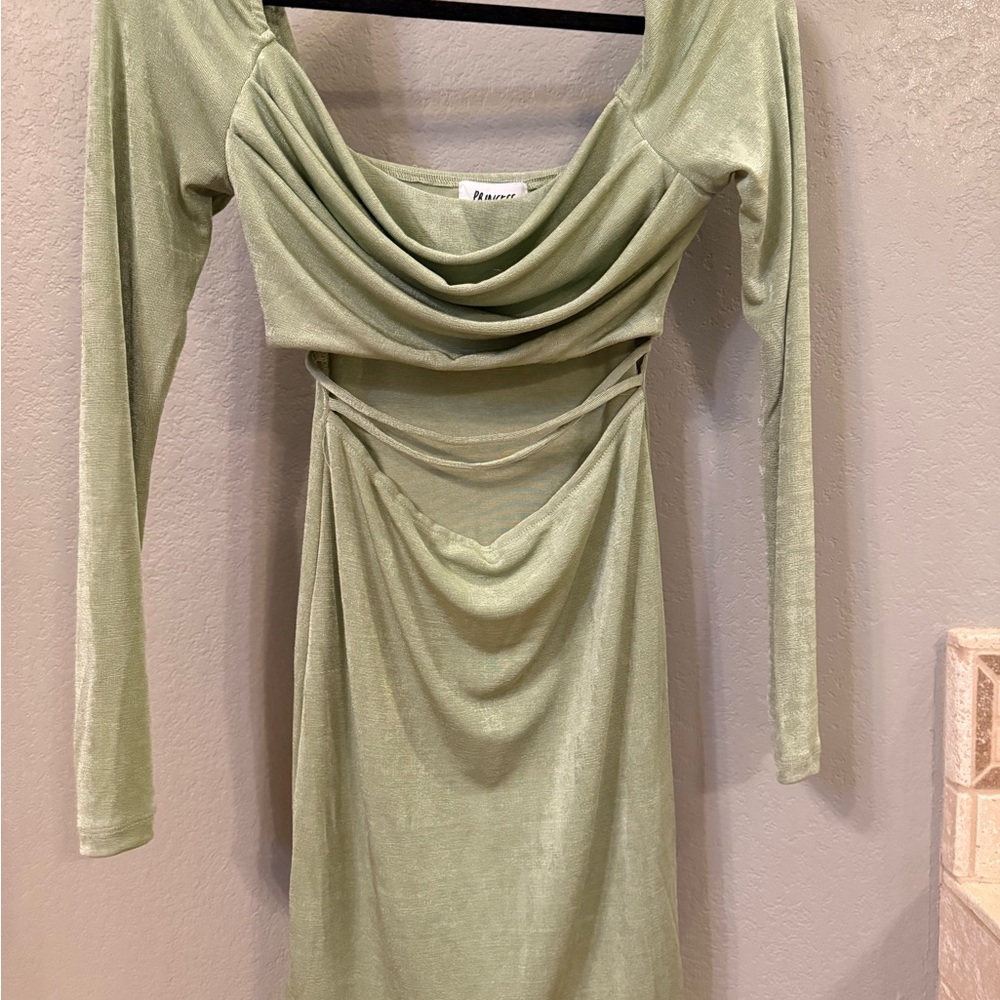 Princess Polly Sage Long Sleeve Dress